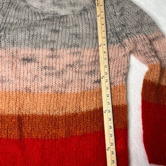 Ailanto Mohair Gray Red Pink Stripe Colorblock Lightweight Made in Spain Size M - Picture 8 of 10